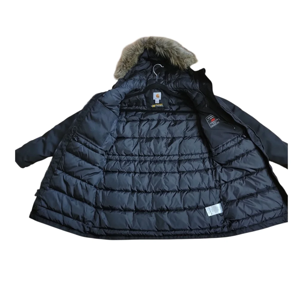Carhartt Yukon Extreme Parka Faux Fur Detachable Hood Sz Medium 8-10  Black - Picture 7 of 10
